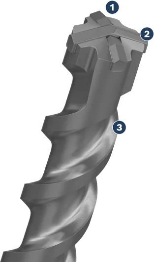 Mũi khoan Bosch SDS max-8X có đầu bốn lưỡi cắt.