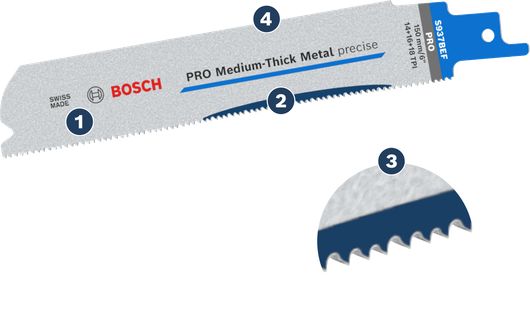 Lưỡi cưa lọng Bosch S 937 BEF dùng cho kim loại có độ dày trung bình.