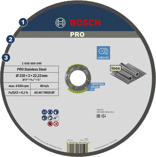 Đĩa cắt bằng thép không gỉ Bosch PRO có tuổi thọ cao.