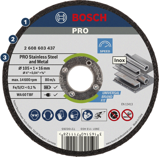 Đĩa cắt kim loại và thép không gỉ Bosch PRO.