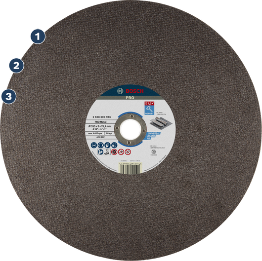 Đĩa cắt kim loại Bosch PRO dùng cho mục đích cắt kim loại thông dụng.