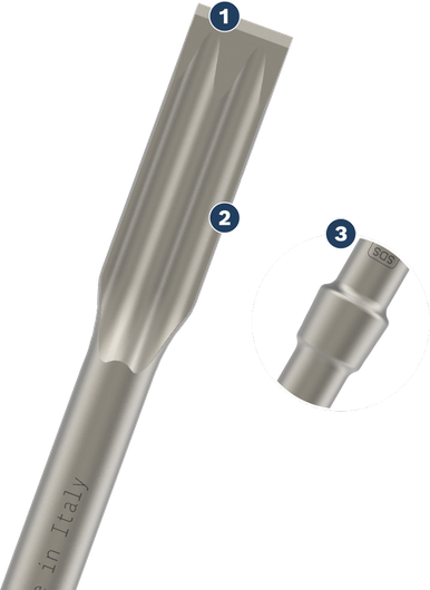 Mũi đục Bosch SDS có đầu phẳng dùng để phá dỡ.
