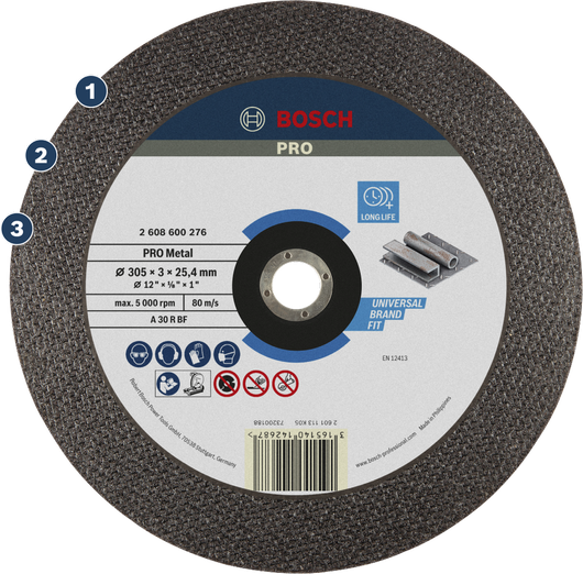 Đĩa cắt kim loại Bosch PRO dành cho công việc kim loại thông dụng.