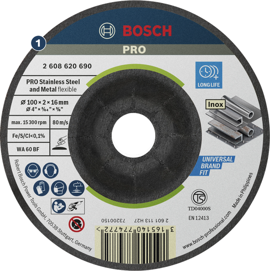 Đĩa mài bán linh hoạt Bosch PRO 100 x 2 x 16 mm.