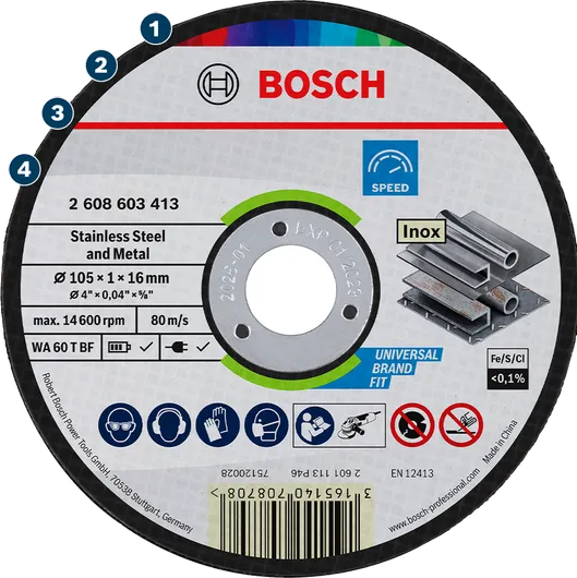 Đĩa cắt Bosch dùng cho thép không gỉ và kim loại.