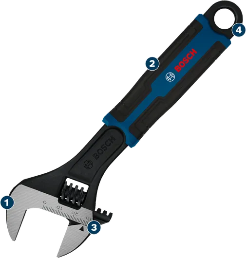 Cờ lê điều chỉnh Bosch với tay cầm tiện dụng.