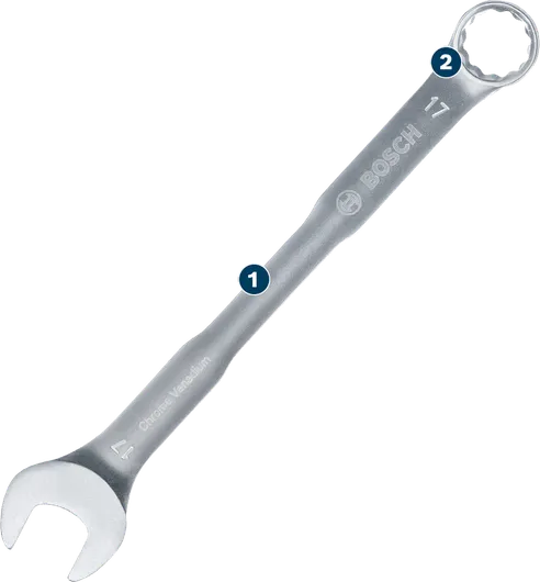Cờ lê kết hợp Bosch với đầu mở và đầu vòng 17 mm.