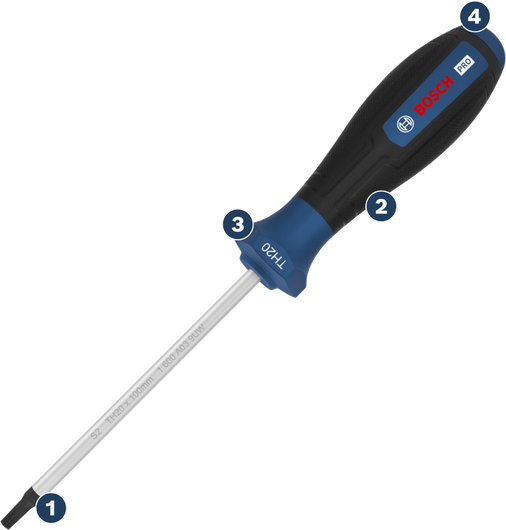 Tua vít dẹt Bosch TH120 với tay cầm tiện dụng.