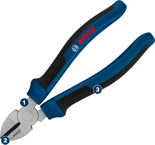 Kìm cắt chéo Bosch 160 mm với tay cầm nhiều thành phần.