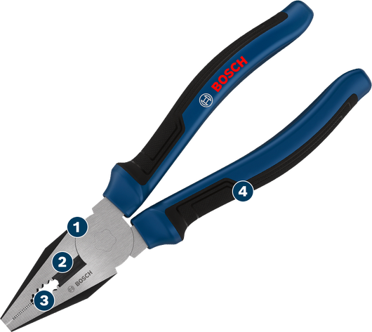 Kìm kết hợp Bosch 180 mm với tay cầm đa thành phần.