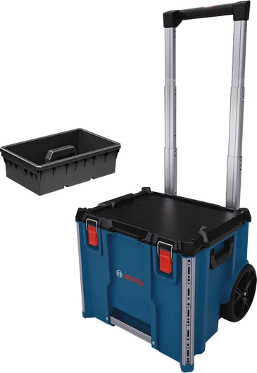 Hộp đựng dụng cụ Bosch L-BOXX Contractor có bánh xe và khay.