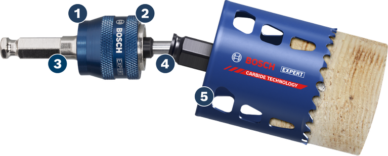 Máy cưa lỗ cacbua Bosch Expert cắt gỗ hiệu quả.