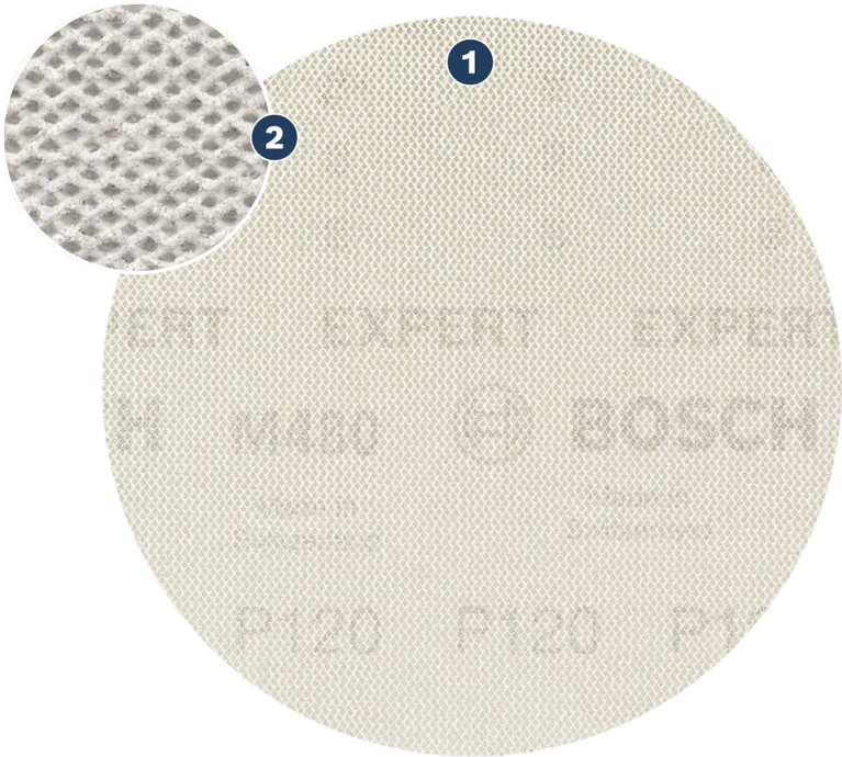 Giảm bụi tối đa khi chà nhám gỗ, sơn và tấm thạch cao Lưới chà nhám Bosch Expert P120 giúp chà nhám không bụi.