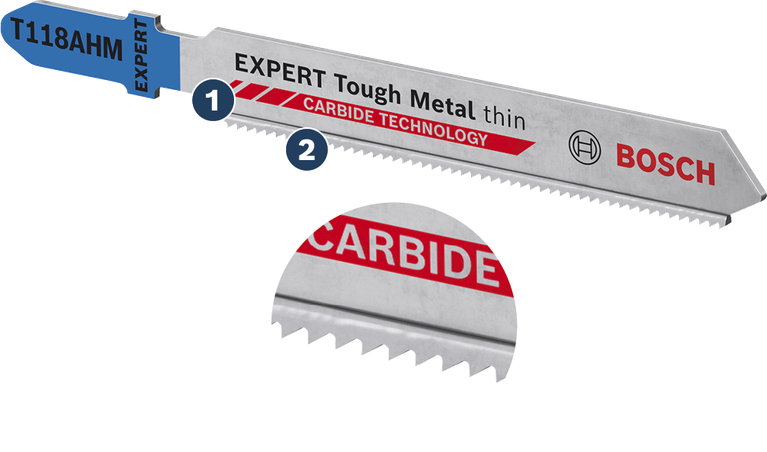 Lưỡi cưa lọng Bosch T118AHM Expert Tough Metal dùng cho kim loại mỏng.