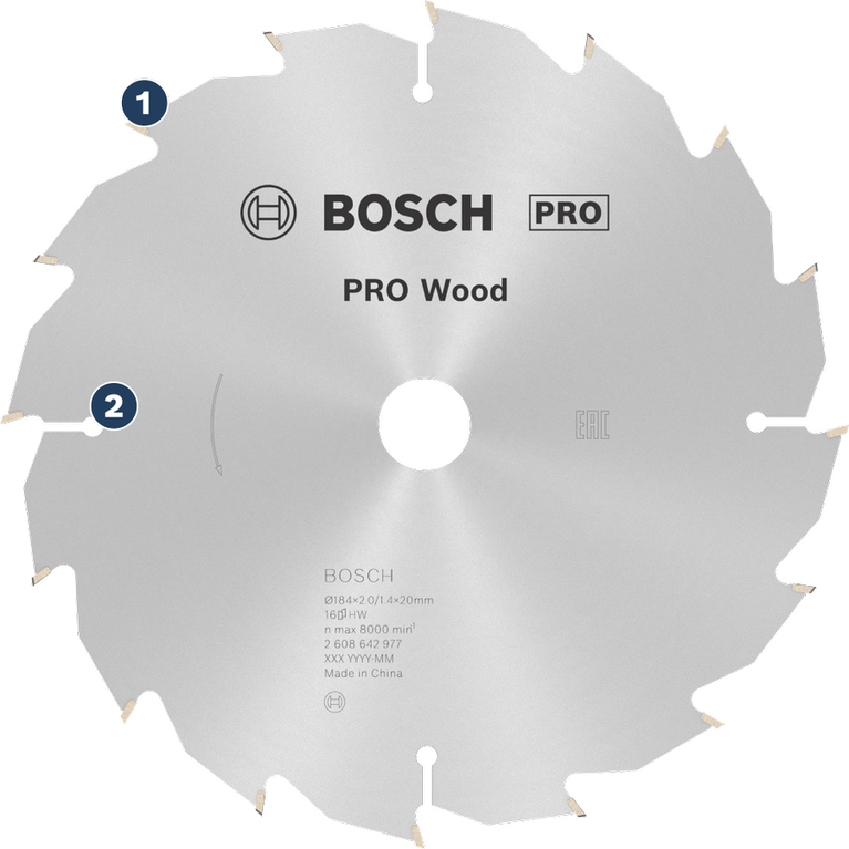 Lưỡi cưa tròn Bosch PRO Wood dùng để cắt gỗ.