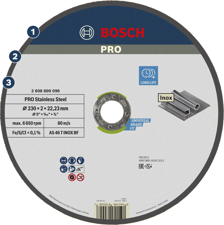 Đĩa cắt bằng thép không gỉ Bosch PRO có tuổi thọ cao.