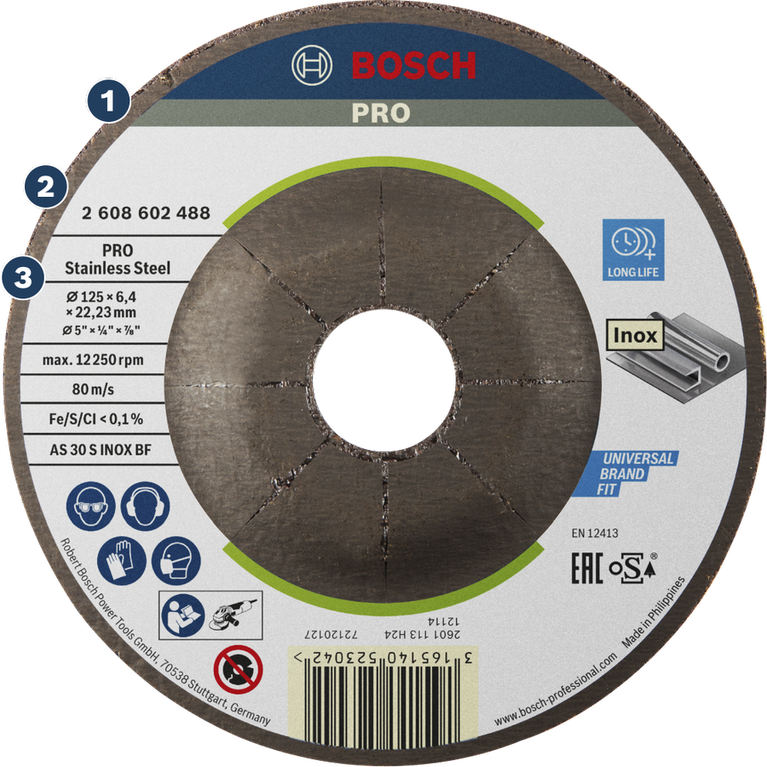 Đĩa cắt bằng thép không gỉ Bosch Pro dành cho máy mài góc.