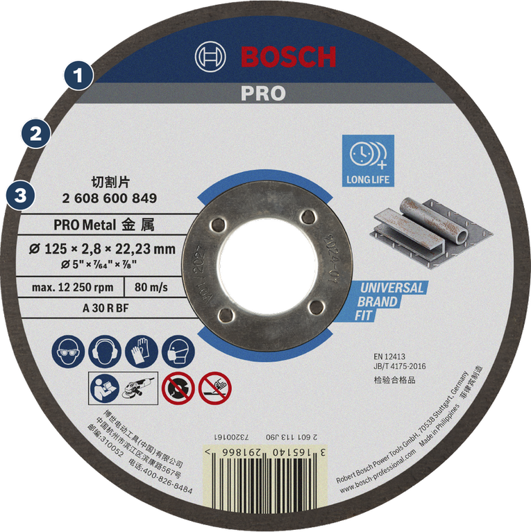 Đĩa cắt kim loại Bosch PRO phù hợp với mọi thương hiệu.