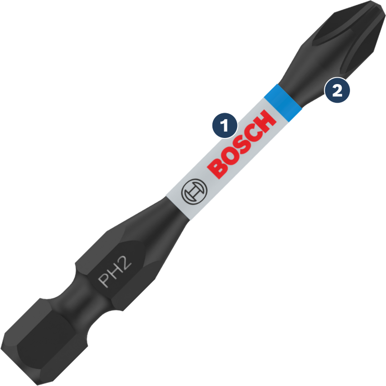 Mũi vít Bosch PH2 có vùng xoắn được gia cố.