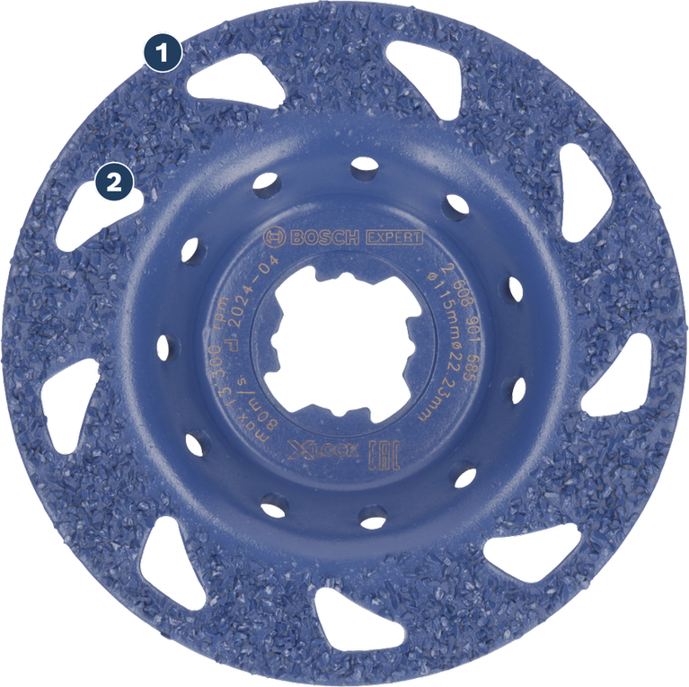 Đĩa mài cacbua Bosch Expert dùng để loại bỏ vật liệu.