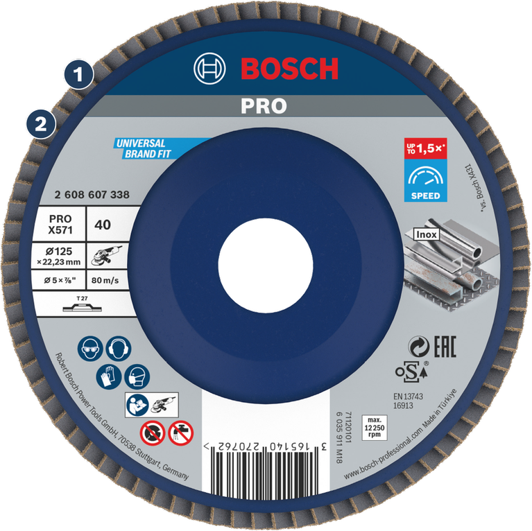 Đĩa mài Bosch PRO X571 dùng để mài kim loại.