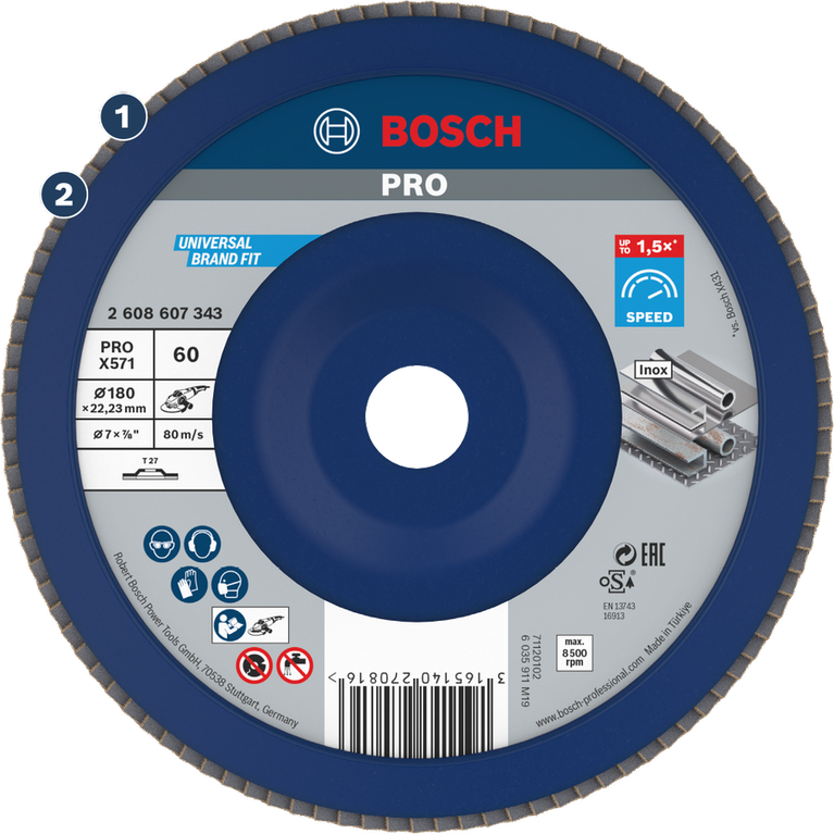 Đĩa mài Bosch PRO X571 dùng để mài kim loại.