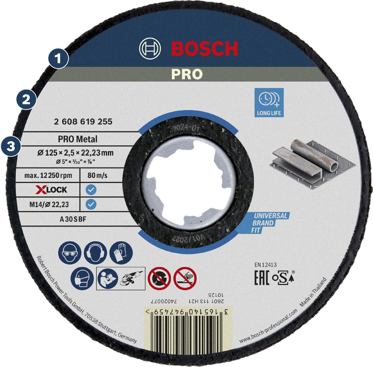 Đĩa cắt kim loại Bosch PRO có X-LOCK cho tuổi thọ cao.