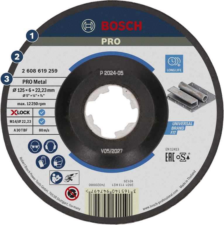 Đĩa mài Bosch PRO Metal X-LOCK dành cho kim loại.