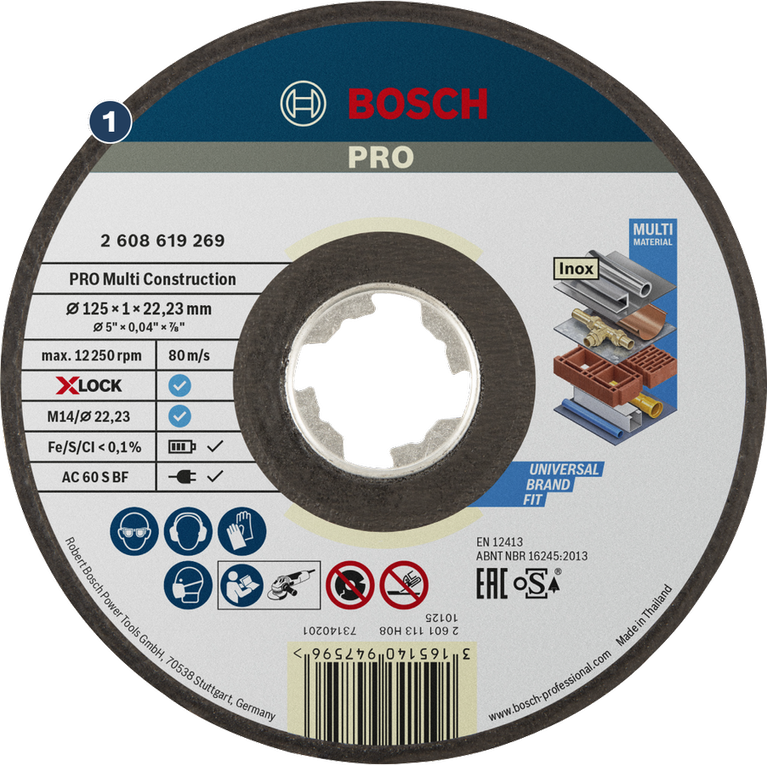 Đĩa cắt Bosch PRO Multi Construction dùng cho nhiều loại vật liệu khác nhau.