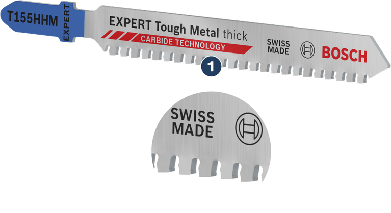 Lưỡi cưa lọng Bosch EXPERT Tough Metal dày T155HHM, răng cacbua.