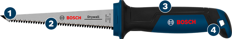 Máy cưa thạch cao Bosch 150 mm, 8 răng/inch, tay cầm tiện dụng.