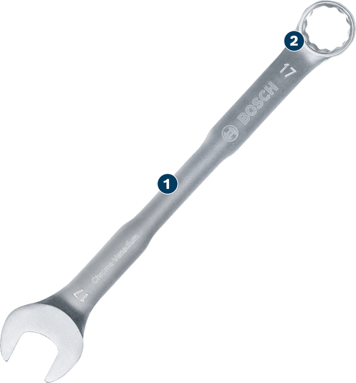 Cờ lê kết hợp Bosch với đầu mở và đầu vòng 17 mm.