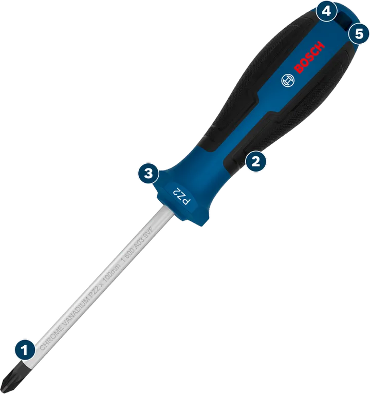 Tua vít Bosch PH2 với tay cầm tiện dụng.