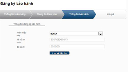 Giao diện đăng ký bảo hành Bosch Professional với các ô nhập thông tin sản phẩm.