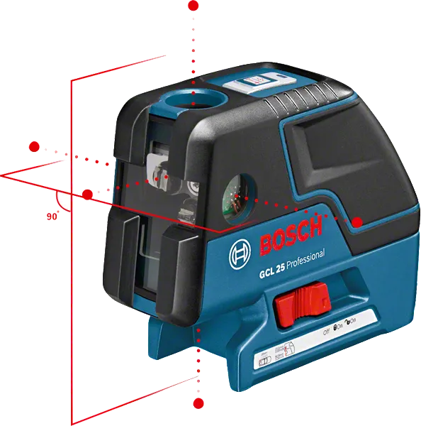 Máy cân bằng laser kết hợp Bosch GCL 25 với hai đường laser.