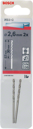 Bộ 2 mũi khoan kim loại Bosch 2.6mm HSS-G.