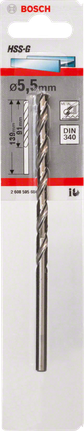 Mũi khoan kim loại HSS-G, DIN 340 Mũi khoan kim loại Bosch 5.5mm HSS-G.