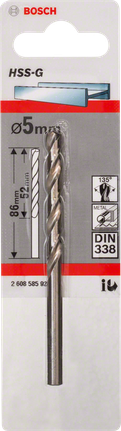 Mũi khoan kim loại Bosch 5mm HSS-G DIN 338.