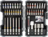 Bộ tua vít bắt vít Bosch 43 chi tiết với các đầu vít được mã hóa màu.