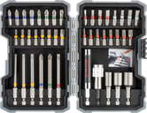 Bộ tua vít bắt vít Bosch 43 chi tiết với các đầu vít được mã hóa màu.