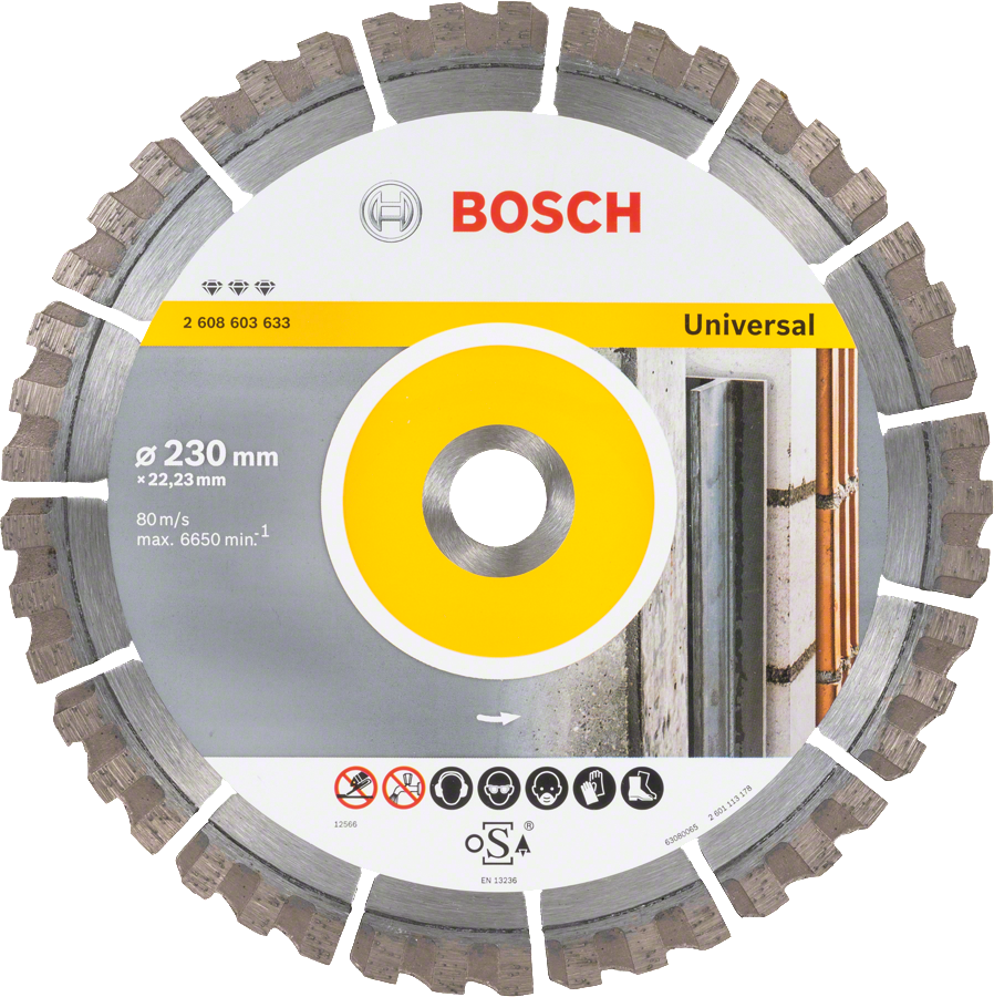 Đĩa cắt kim cương Bosch phù hợp nhất cho loại 230 mm phổ thông.