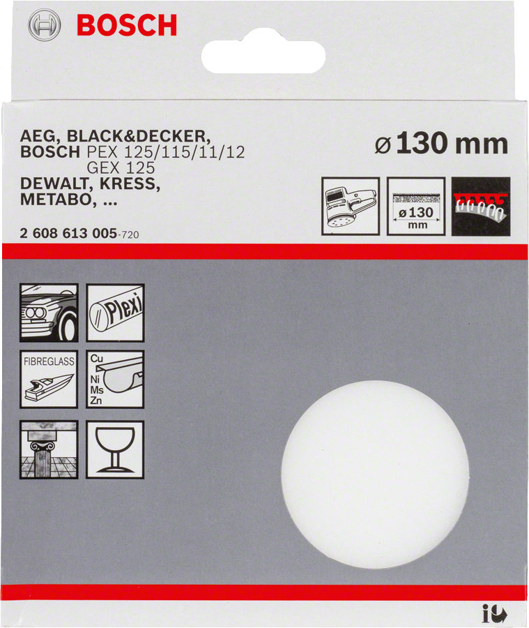 Miếng bọt biển đánh bóng Bosch đường kính 130 mm.