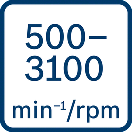 Tốc độ không tải 500 - 3100 min-1/rpm 