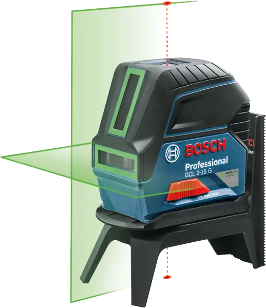 GCL 2-15 G Máy cân bằng laser Bosch GCL 2-15 G có tia sáng màu xanh lá cây.