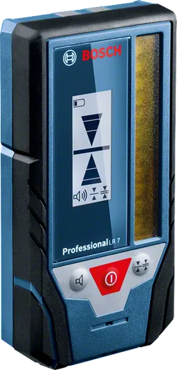 LR 7 Máy thu laser Bosch LR 7 có màn hình hiển thị và nút điều khiển.