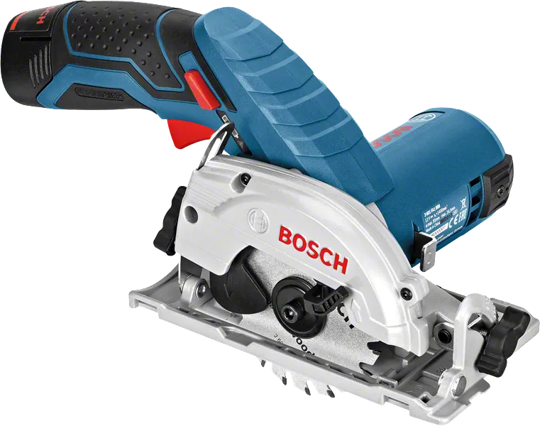 Máy cưa tròn dùng pin Bosch GKS 12V-26 để cắt gỗ.