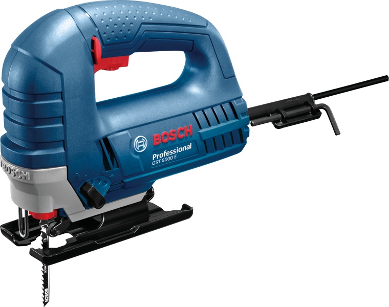 Máy cưa lọng Bosch GST 8000 E dùng để cắt gỗ và nhôm.