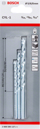 Bộ 3 mũi khoan tường CYL-1 5/6/8 mm Bộ mũi khoan xây 3 mảnh CYL-1 Bosch 5/6/8 mm.