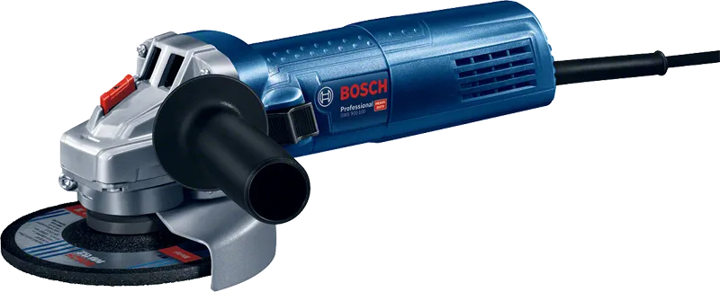 Máy mài góc Bosch GWS 900-100 có tay cầm bên hông.