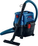 Máy hút bụi ướt/khô Bosch GAS 15 có bình chứa 10 lít.
